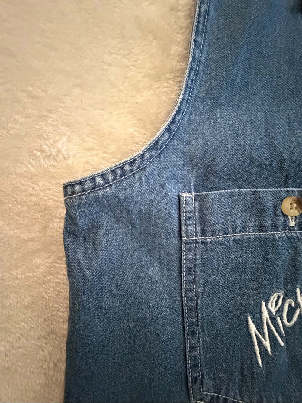 Mickey Unlimited Disney Denim Sleeveless Button-Down Cotton Embroidered Shirt - Picture 6 of 11